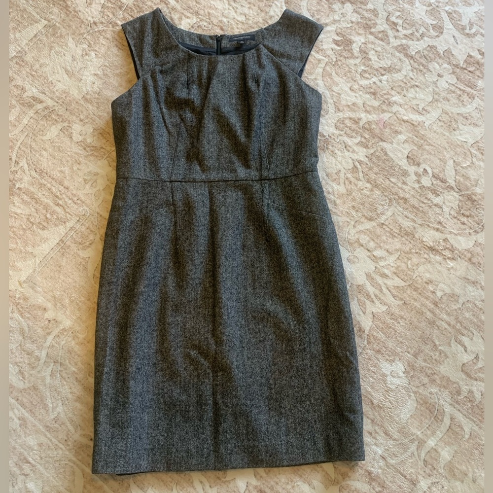 Banana Republic Womens Grey Wool Blend Pleated Sheath Dress Size 10 Business
